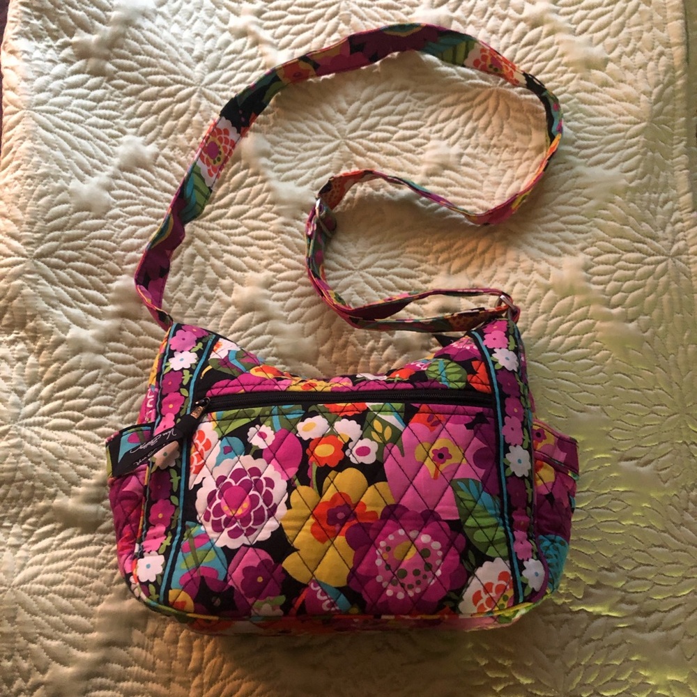 Vera Bradley Pink and Purple Crossbody Bag with Floral Pattern